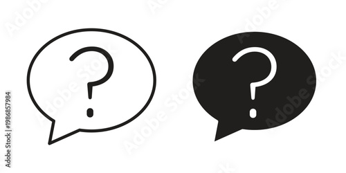 Faq help icon design. Editable outlined stroke and solid symbols