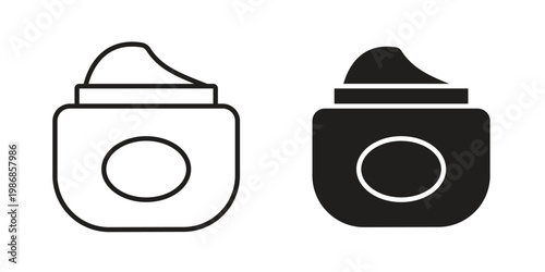 Facial cream icon design. Editable outlined stroke and solid symbols