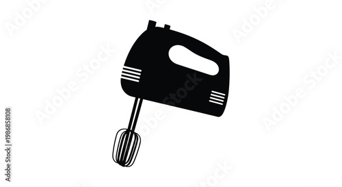 A sleek black silhouette of a handheld electric mixer showcasing its distinct shape and functional design silhouette high quality professional detailed
