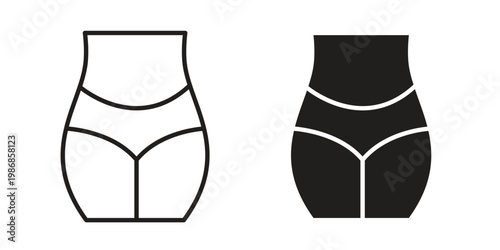 Female hips and waist icon design. Editable outlined stroke and solid symbols