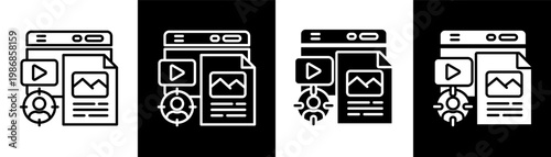 content personalization white icon set design