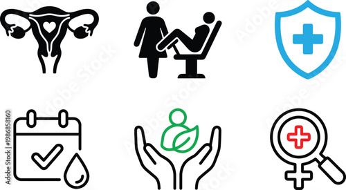 Women's health and reproductive care icons a comprehensive visual representation