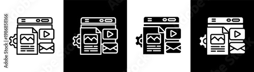 content management white icon set design