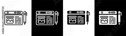 blog white icon set design