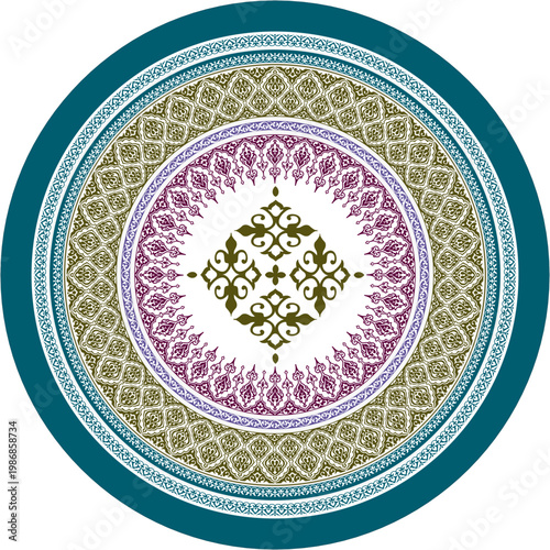 Elegant Ornamental Plate Design Floral Mandala Pattern Traditional Circular Vector Artwork