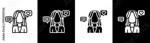 influencer white icon set design