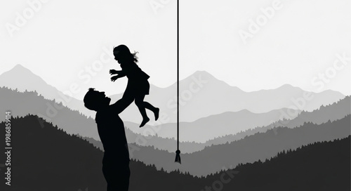 Silhouette of Parent Lifting Child in Playful Embrace.