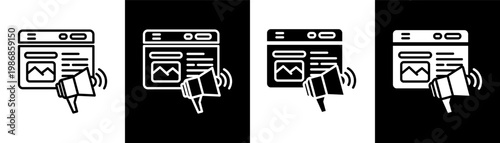 blog marketing white icon set design