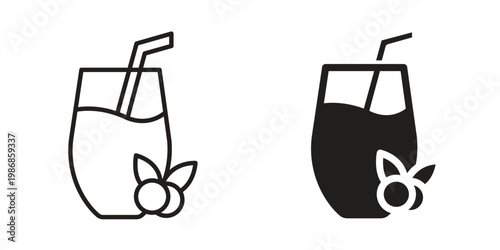 Fresh smoothie icon design. Editable outlined stroke and solid symbols