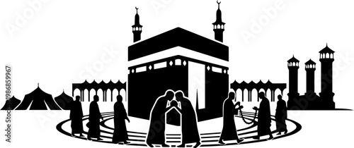 khana kaaba with many man,s