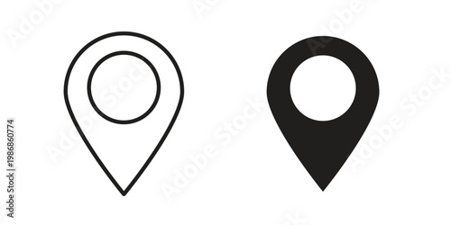 gps pin icon design. Editable outlined stroke and solid symbols