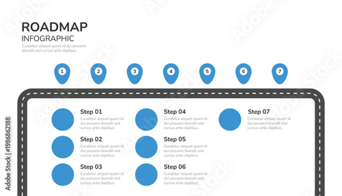 7 Step Wide Business Roadmap Strategy Infographic