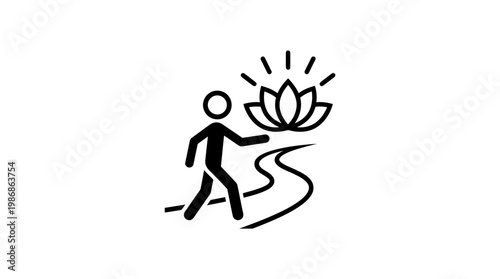 Path to Enlightenment Person Following Lotus Flower