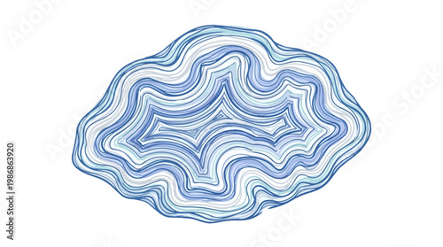 Watercolor Abstract Blue Agate Stone Slice