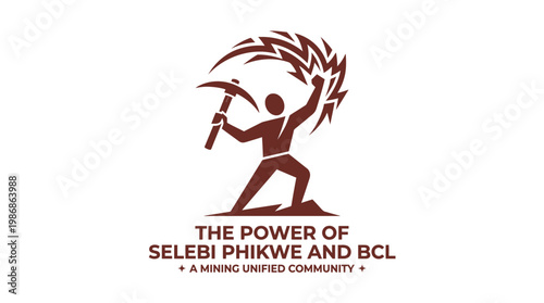 Mining Logo Featuring Silhouette Miner and Pickaxe