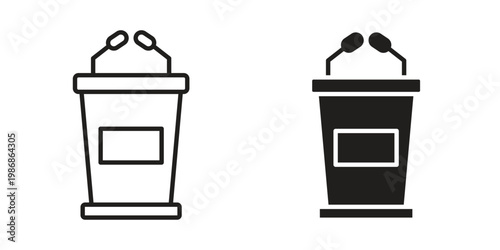 Lectern icon design. Editable outlined stroke and solid symbols