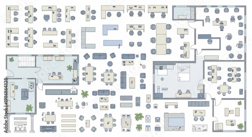 Modern Office Floor Plan Design Layouts Collection.