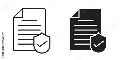 License icon design. Editable outlined stroke and solid symbols