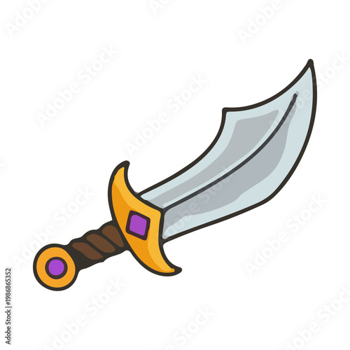 Cartoon Scimitar Illustration for Fantasy Games and Design