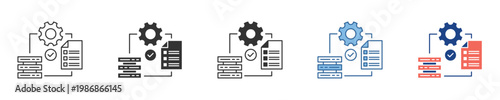 Digital data flow and management icons demonstrating synchronization, migration, and system processing for efficient information technology operations and enterprise solutions