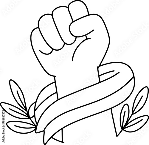 Freedom Fist Laurel Outline Illustration Design