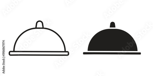 Platter icon design. Editable outlined stroke and solid symbols