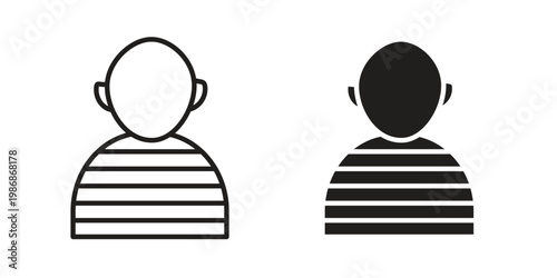 Prisoner icon design. Editable outlined stroke and solid symbols
