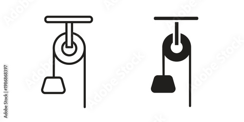 Obraz na plátne Pulley icon design. Editable outlined stroke and solid symbols