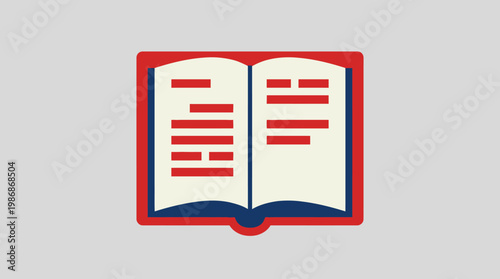 Open book icon with red lines.