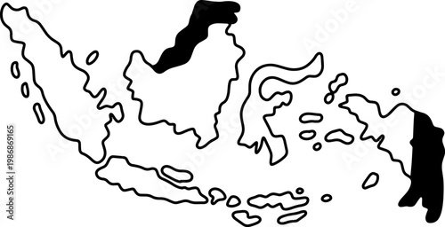 Indonesia Map Outline Simple Illustration Design