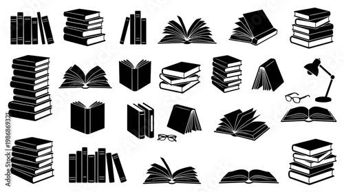 Collection of black and white book illustrations.