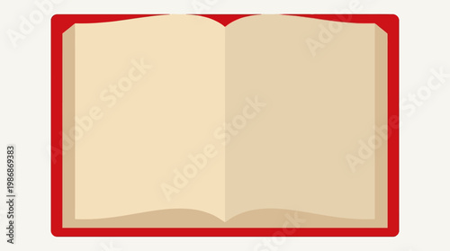 An open book with red cover.