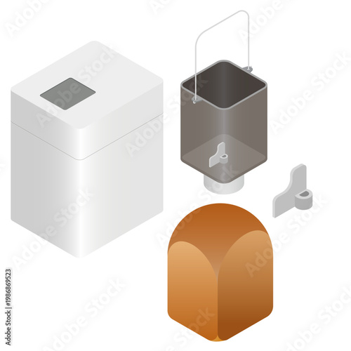 ホームベーカリーと部品のイラスト