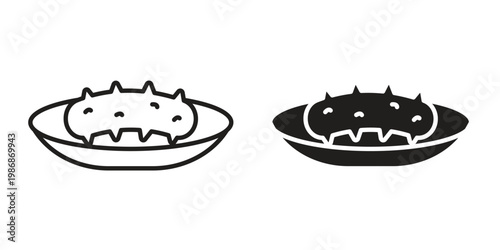 Sea cucumber icon design. Editable outlined stroke and solid symbols