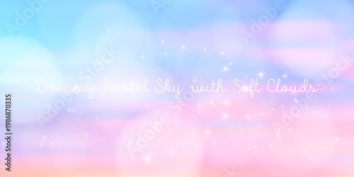 Dreamy pastel sky background with soft pink and purple gradient, magical sparkles, and ethereal light creating a whimsical princess-themed backdrop perfect for fantasy designs.