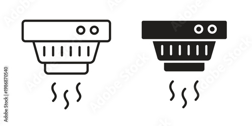Smoke detector icon design. Editable outlined stroke and solid symbols