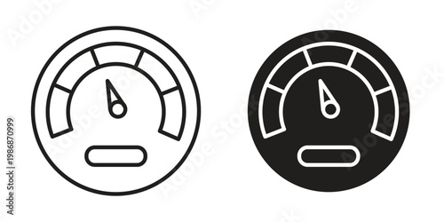 Speedometer icon design. Editable outlined stroke and solid symbols