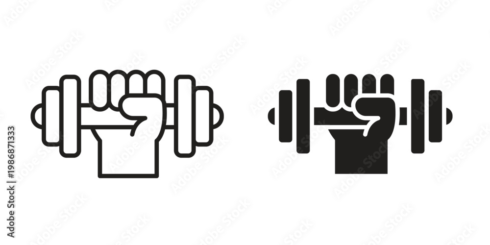 Obraz premium Strength training icon design. Editable outlined stroke and solid symbols