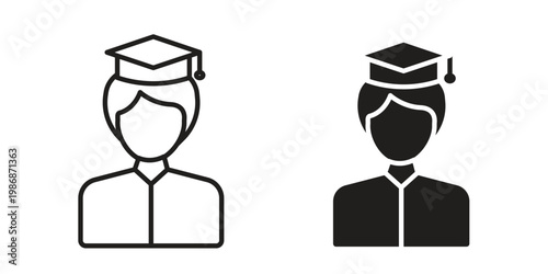Student icon design. Editable outlined stroke and solid symbols