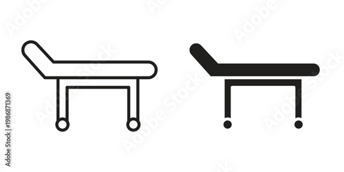 Stretcher icon design. Editable outlined stroke and solid symbols