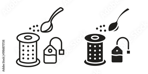 Tea infuser icon design. Editable outlined stroke and solid symbols