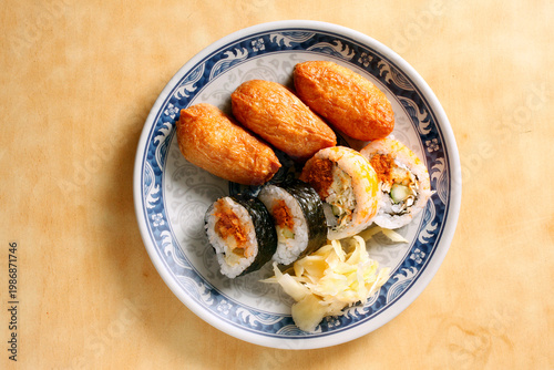 Assorted sushi is a delicious Japanese dish.