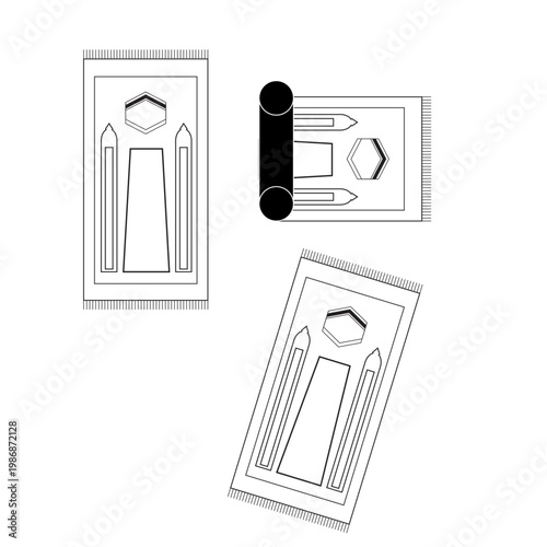 Sajadah - Vector Flat Design Icon Set : Suitable for Islamic Theme, Infographics and Other Graphic Related Assets.