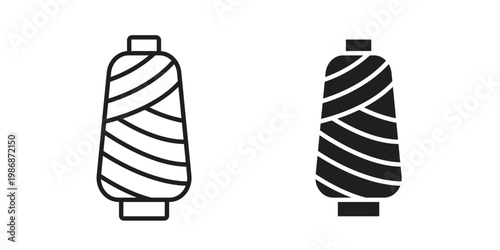 Thread icon design. Editable outlined stroke and solid symbols