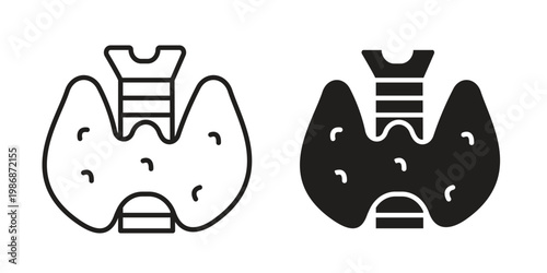 Thyroid gland icon design. Editable outlined stroke and solid symbols