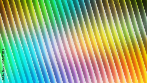 Vibrant rainbow diagonal stripes background with warm yellow and green neon glow
