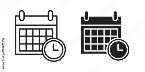 Timetable icon design. Editable outlined stroke and solid symbols