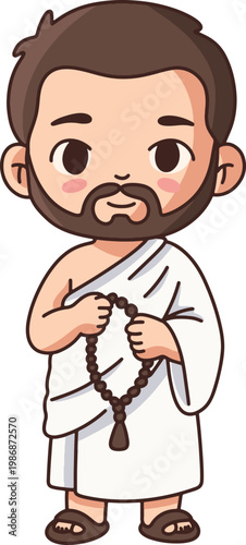 Elder Muslim Man Ihram Colored