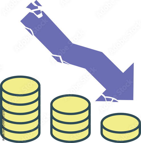 価格、市場崩壊しているイメージ　グラフ