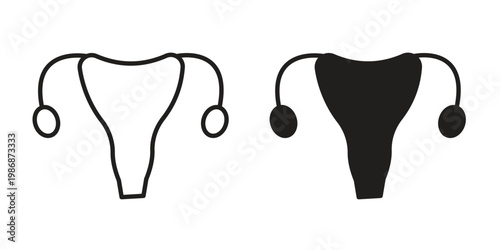 Uterus icon design. Editable outlined stroke and solid symbols
